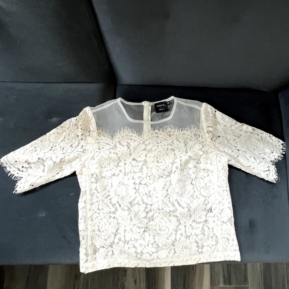 Bridal lace crop top , shoulder cover size XS fits like a U.S. size 4.